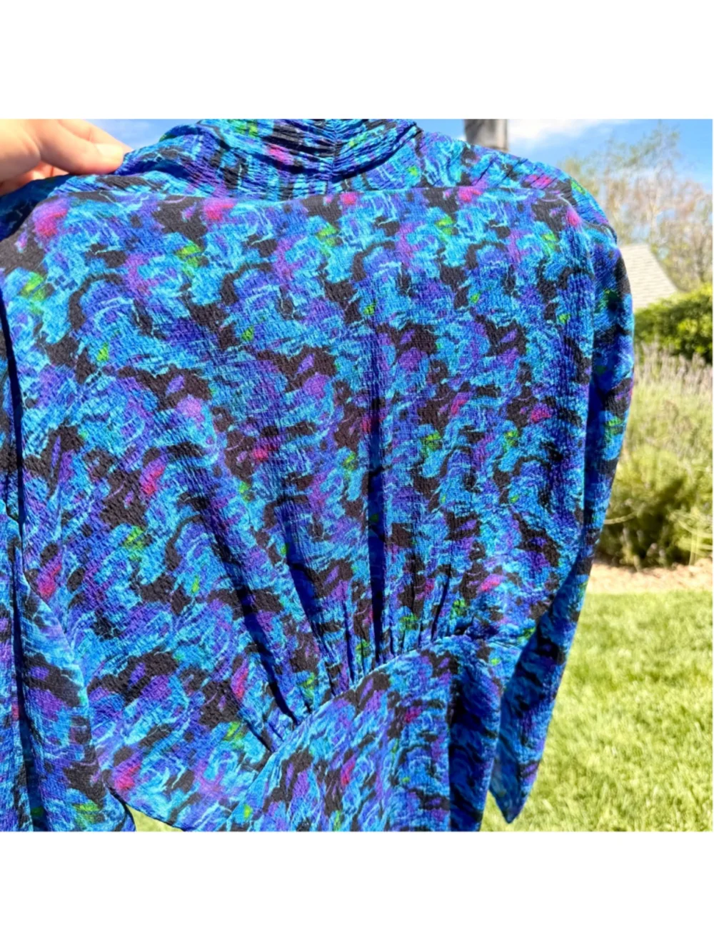 IRO Nollie Dress Blue Purple Floral Long Sleeve Maxi Size 34 US 2 4 XS Small NWT